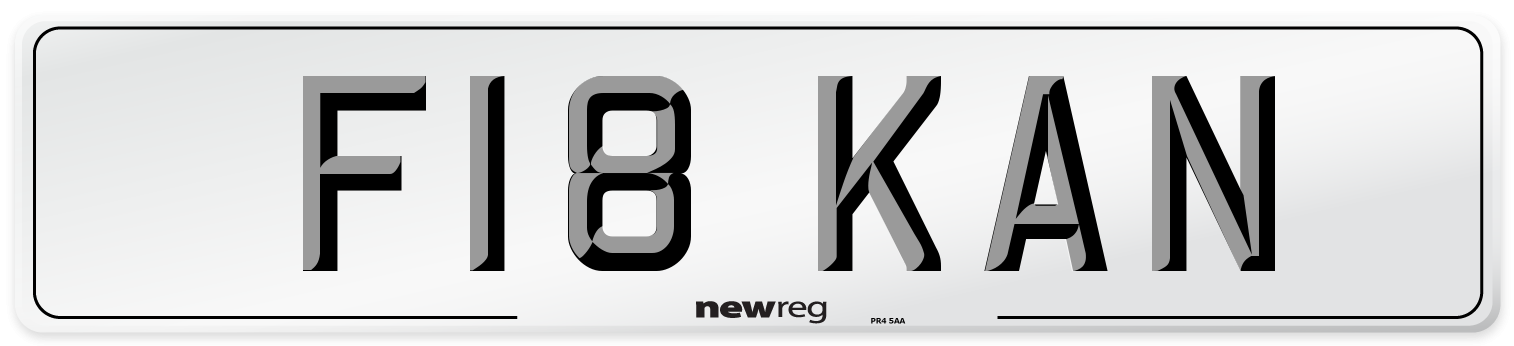 F18 KAN Number Plate from New Reg